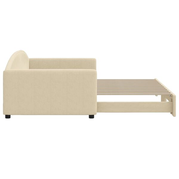 vidaXL Tagesbett Ausziehbar Creme 100x200 cm Stoff