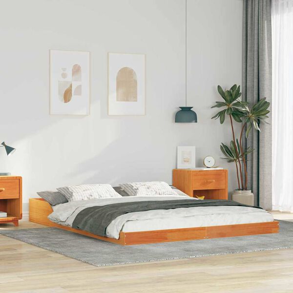 vidaXL Bettrahmen Wachsbraun 150 x 200 cm Massives Kiefernholz
