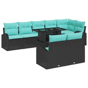 vidaXL Gartensofa-set 9 stk. Schwarz Poly Rattan