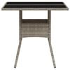 vidaXL Gartentisch mit Glasplatte Hellgrau 80x80x75 cm Poly Rattan