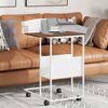 vidaXL Beistelltisch mit Rollen Wei&szlig; 55x36x63,5 cm Holzwerkstoff