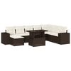vidaXL 9-tlg. Garten-Sofagarnitur mit Kissen Braun Poly Rattan