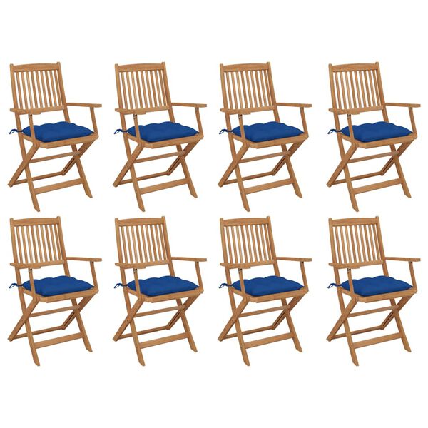 vidaXL Klappbare Gartenst&uuml;hle mit Kissen 8 Stk. Massivholz Akazie
