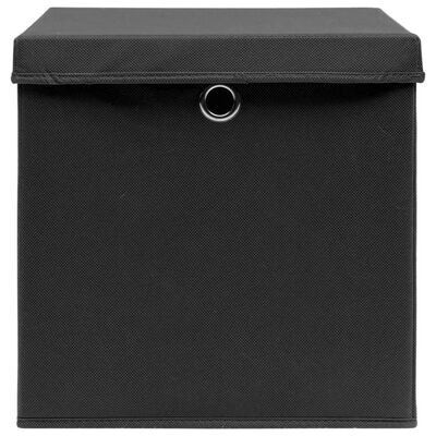 vidaXL Aufbewahrungsboxen mit Deckeln 4 Stk. 28x28x28 cm Schwarz