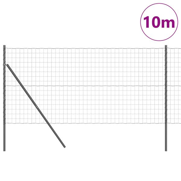 vidaXL Zaun mit Pfosten Grau 1,4 x 10 m Stahl und PVC