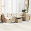 vidaXL 7-tlg. Garten-Sofagarnitur mit Kissen Beige Poly Rattan