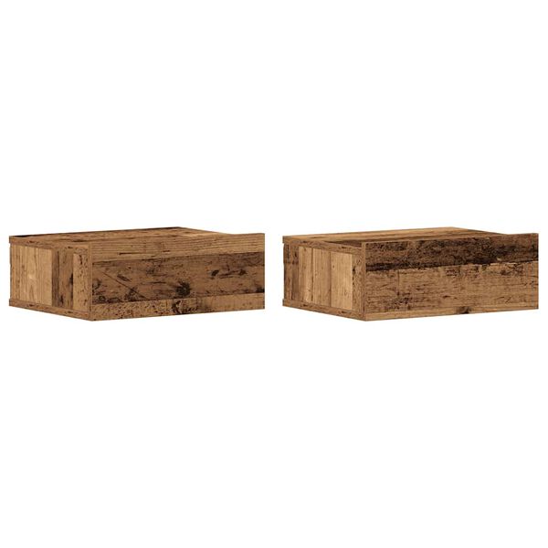 vidaXL H&auml;ngende Nachttische 2 Stk. Altholz-Optik 40x32x15 cm
