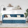 vidaXL Eckbettgestell mit Matratze mit Kopfteil Blau 80 x 200 cm Samt