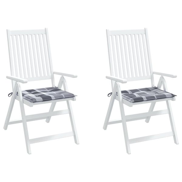vidaXL Gartenstuhl-Kissen 2 Stk. Grau Karomuster 50x50x4 cm