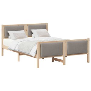 vidaXL Bettrahmen mit Kopfteil Taupe 135 x 190 cm Stoff