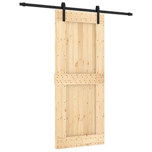 vidaXL Schiebet&uuml;r Nat&uuml;rlich und Schwarz 85 x 210 cm Massivkiefer