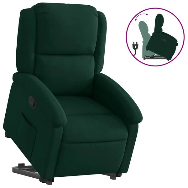 vidaXL Relaxsessel mit Aufstehhilfe Dunkelgr&uuml;n Samt