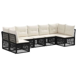 vidaXL Gartensofa-set 7 stk. Schwarz Poly-Rattan