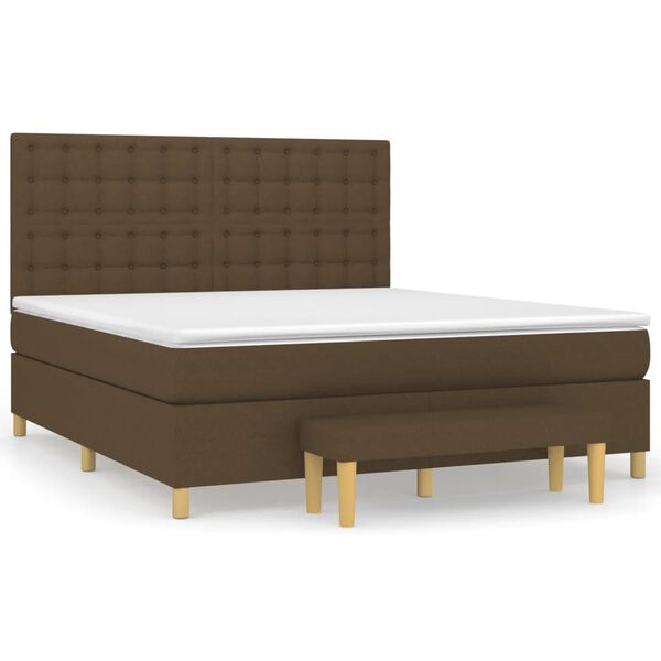 vidaXL Boxspringbett mit Matratze Dunkelbraun 180x200 cm Stoff