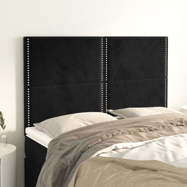 vidaXL Kopfteil Schwarz 144x5x118/128 cm Samt