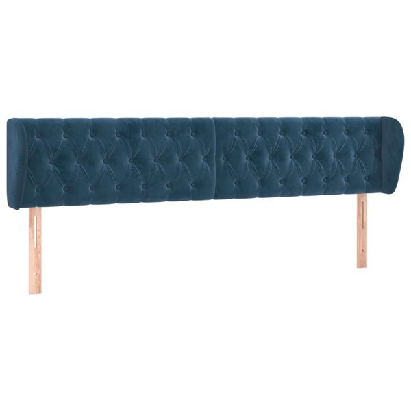 vidaXL Kopfteil mit Ohren Dunkelblau 183x23x78/88 cm Samt