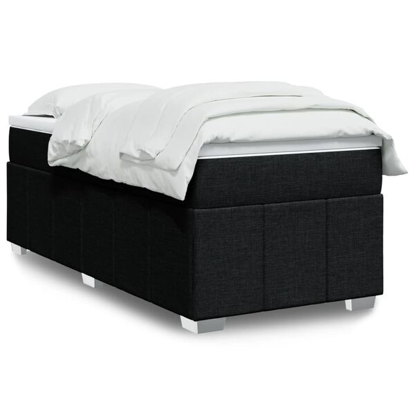 vidaXL Boxspringbett mit Matratze Schwarz 90x200 cm Stoff