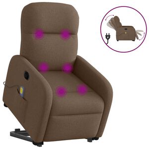 vidaXL Elektrischer Massagesessel mit Aufstehhilfe Braun Stoff