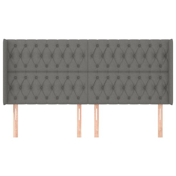 vidaXL Kopfteil mit Ohren Dunkelgrau 183x16x118/128 cm Stoff