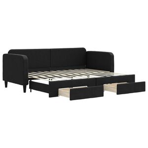 vidaXL Tagesbett Ausziehbar mit Schubladen Schwarz 80x200 cm Stoff