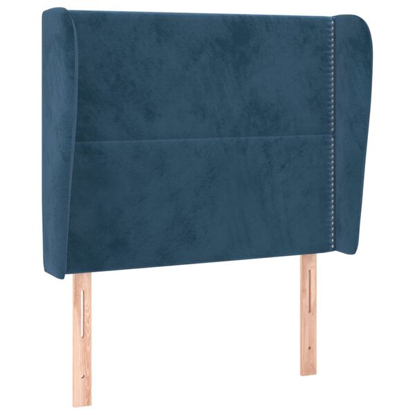 vidaXL Kopfteil mit Ohren Dunkelblau 103x23x118/128 cm Samt