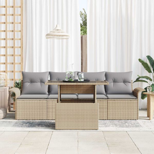 vidaXL Gartensofa-set mit Kissen 5 pcs Beige Poly-Rattan