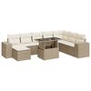 vidaXL 9-tlg. Garten-Sofagarnitur mit Kissen Beige Poly Rattan