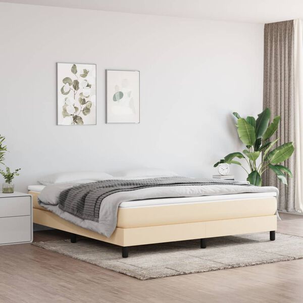 vidaXL Boxspringbettgestell Creme 180x200 cm Stoff