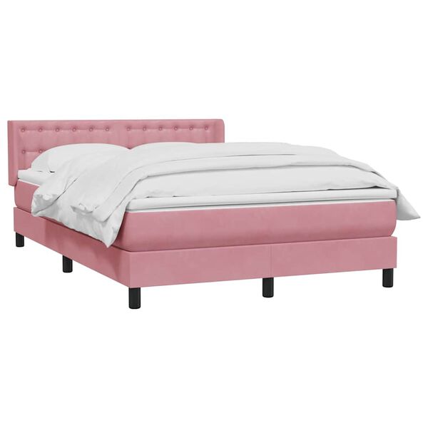 vidaXL Boxspringbett mit Matratze Rosa 140x220 cm Samt