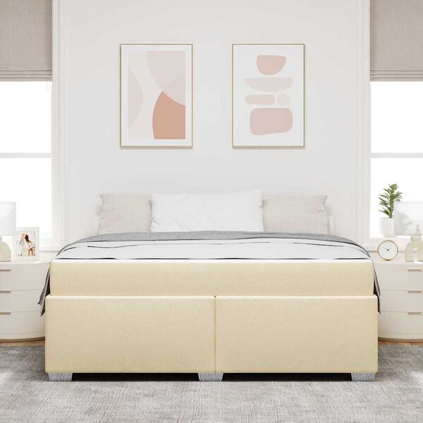 vidaXL Bettrahmen mit Matratze Creme 180 x 200 cm Stoff