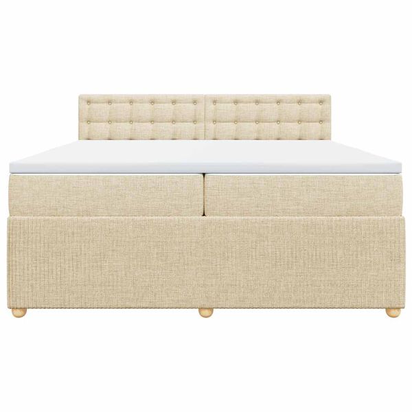 vidaXL Boxspringbett mit Matratze Creme 200x200 cm Stoff