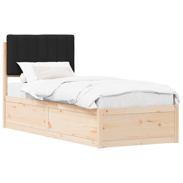 vidaXL Bettgestell mit gepolstertem Kopfteil Schwarz 80 x 200 cm