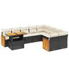 vidaXL 10-tlg. Garten-Sofagarnitur mit Kissen Schwarz Poly Rattan