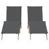 vidaXL Sonnenliegen mit Auflagen 2 Stk. Hellgrau Poly Rattan