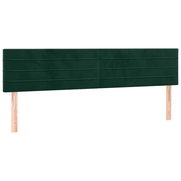 vidaXL LED Kopfteil Dunkelgr&uuml;n 200x5x78/88 cm Samt