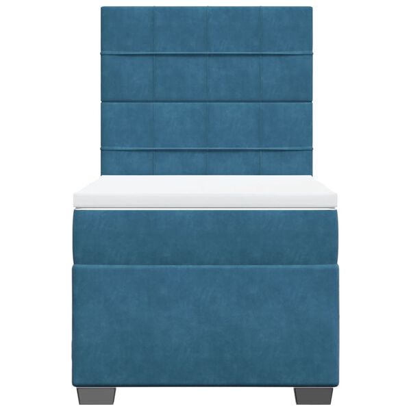 vidaXL Boxspringbett mit Matratze Blau 100x200 cm Samt