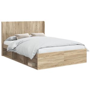 vidaXL Bettgestell mit Stauraum und Kopfteil Sonoma-Eiche 150 x 200 cm