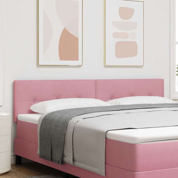 vidaXL LED Kopfteil mit LED-Lichtleisten Rosa 180 cm Polyester