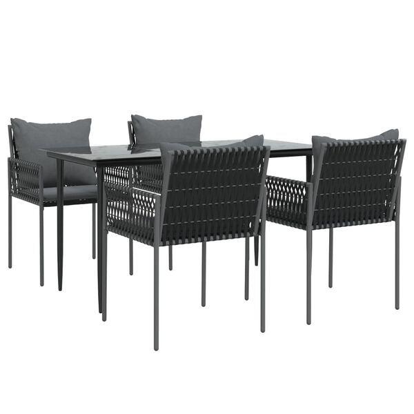 vidaXL 5-tlg. Garten-Essgruppe mit Kissen Poly Rattan und Stahl