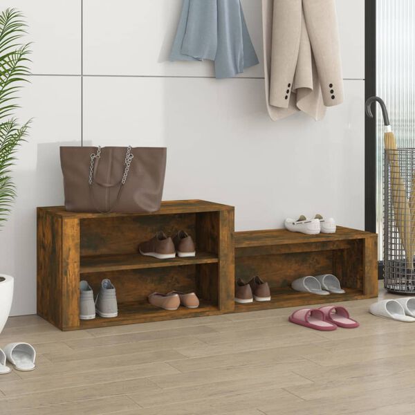 vidaXL Schuhschrank Räuchereiche 150x35x45 cm Holzwerkstoff