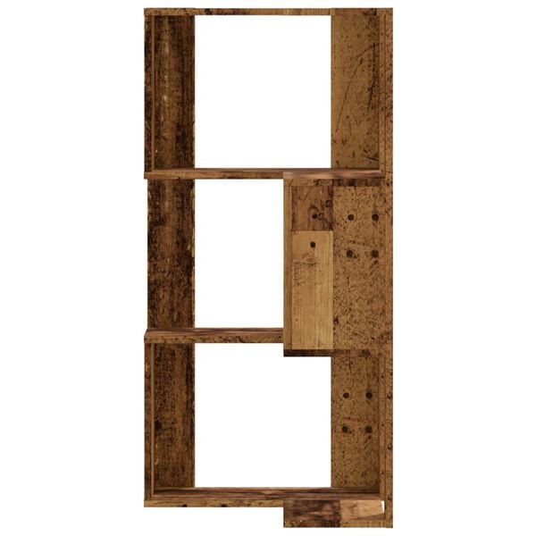 vidaXL Eck-B&uuml;cherregal 3 B&ouml;den Altholz-Optik 50x50x102cm Holzwerkstoff