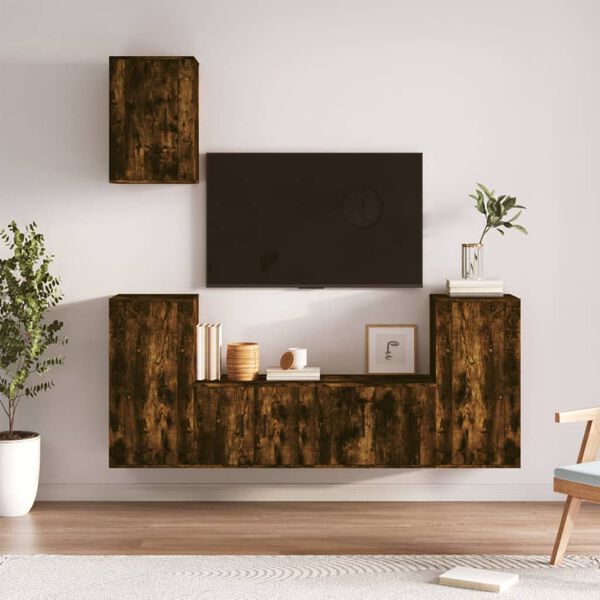 vidaXL 5-tlg. TV-Schrank-Set R&auml;uchereiche Holzwerkstoff