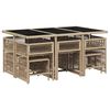 vidaXL 11-tlg. Garten-Essgruppe mit Kissen Beigemischung Poly Rattan