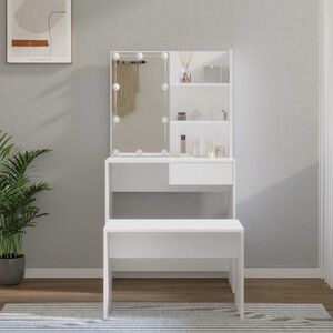 vidaXL Schminktisch-Set mit LED Wei&szlig; Holzwerkstoff