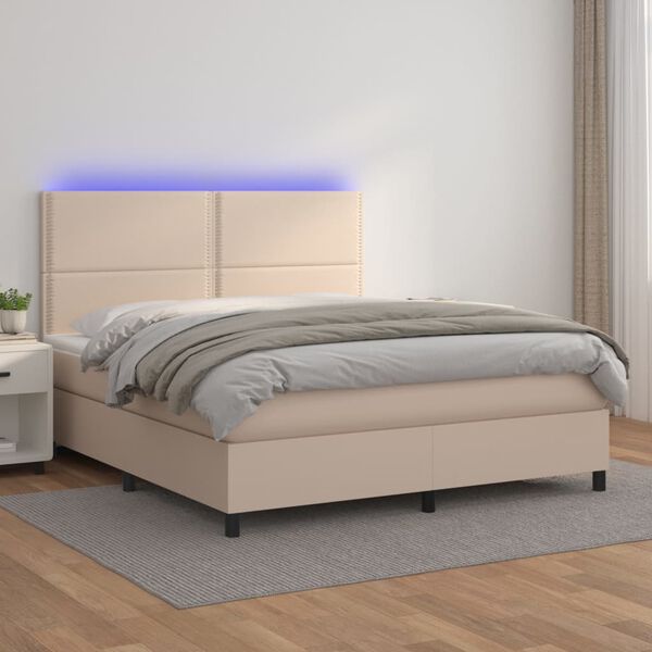 vidaXL Boxspringbett mit Matratze & LED Cappuccino-Braun 180x200cm