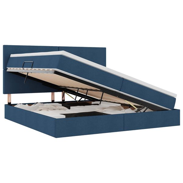 vidaXL Bett mit Stauraum und LED mit LED Blau 200 x 200 cm Polyester