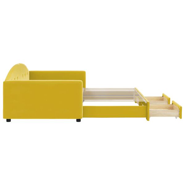 vidaXL Tagesbett Ausziehbar mit Schubladen Gelb 100x200 cm Samt