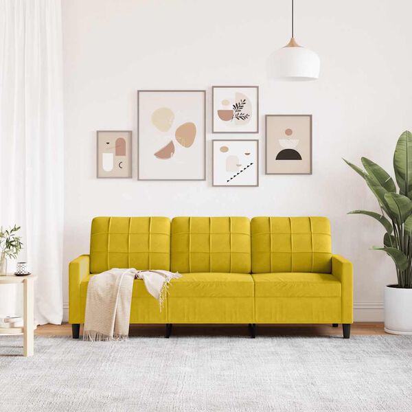 vidaXL 3-Sitzer-Sofa Gelb 180 cm Samt