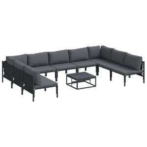 vidaXL Gartensofa-set 10 stk. Schwarz Stahl
