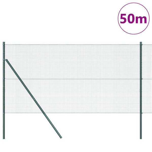 vidaXL Zaunpfosten Gr&uuml;n 50 x 1,4 m (16 x 16 mm Gewebe) Stahl und PVC